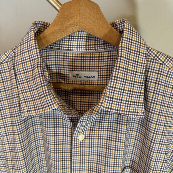 Peter Millar Quinby Cotton-Blend Sport Shirt in Multi Yellow Crown-Lite Mens XL - Picture 5 of 9